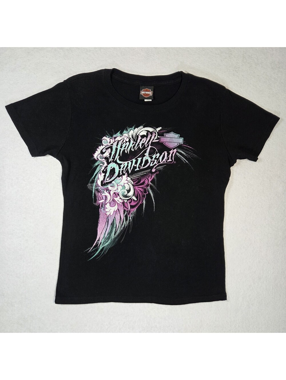 Four Rivers Harley Davidson Womens Large Black Shirt Graphic Tee Paducah, KY
